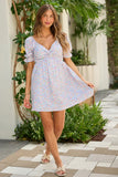 Ava Blue Floral Knot Front Dress