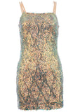 Opulent Sequin Mini Dress Champagne Multi
