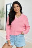 Justice Stitch Trim V Neck Sweater