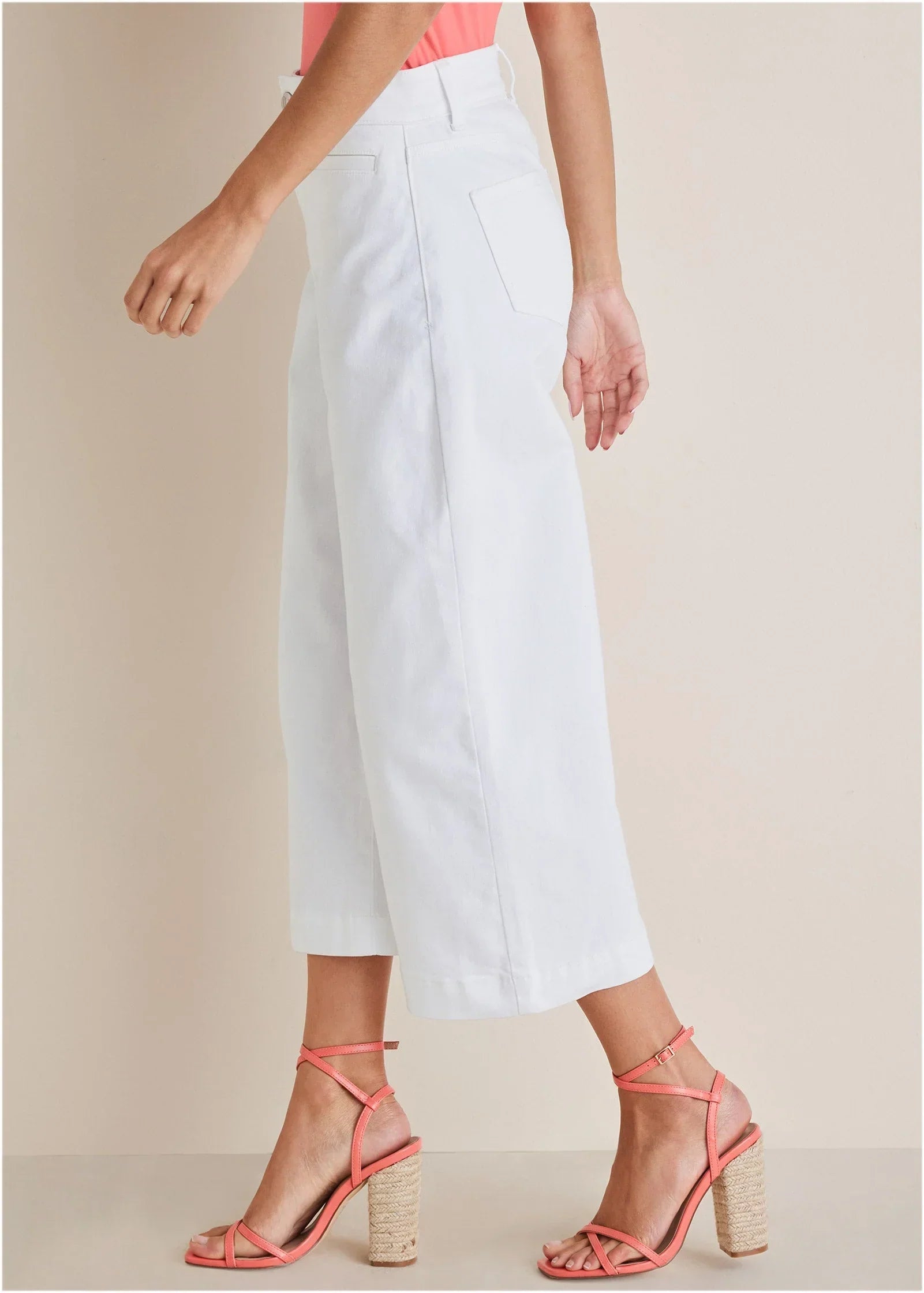 Sofia Wide Leg Crop Jeans White Denim