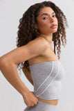 Soft Active Contrast Trim Bandeau Top in Marl Grey