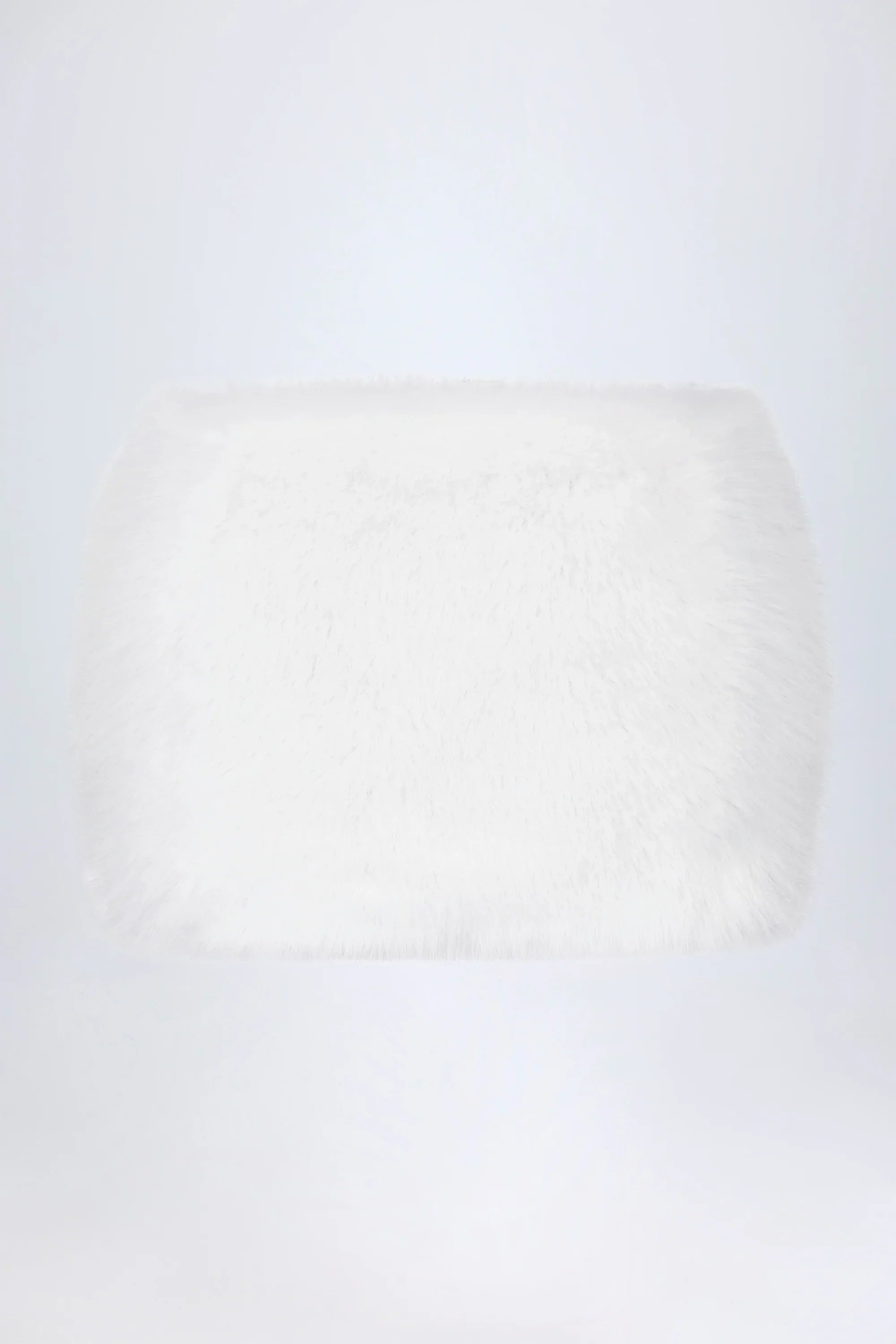 Buckle Detail Faux Fur Micro Mini Skirt in White
