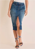 Denim Midi Skirt Medium Dark Wash