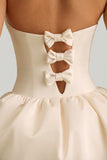 Convertible Bow Detail Bubble Hem Midaxi Dress in Ivory