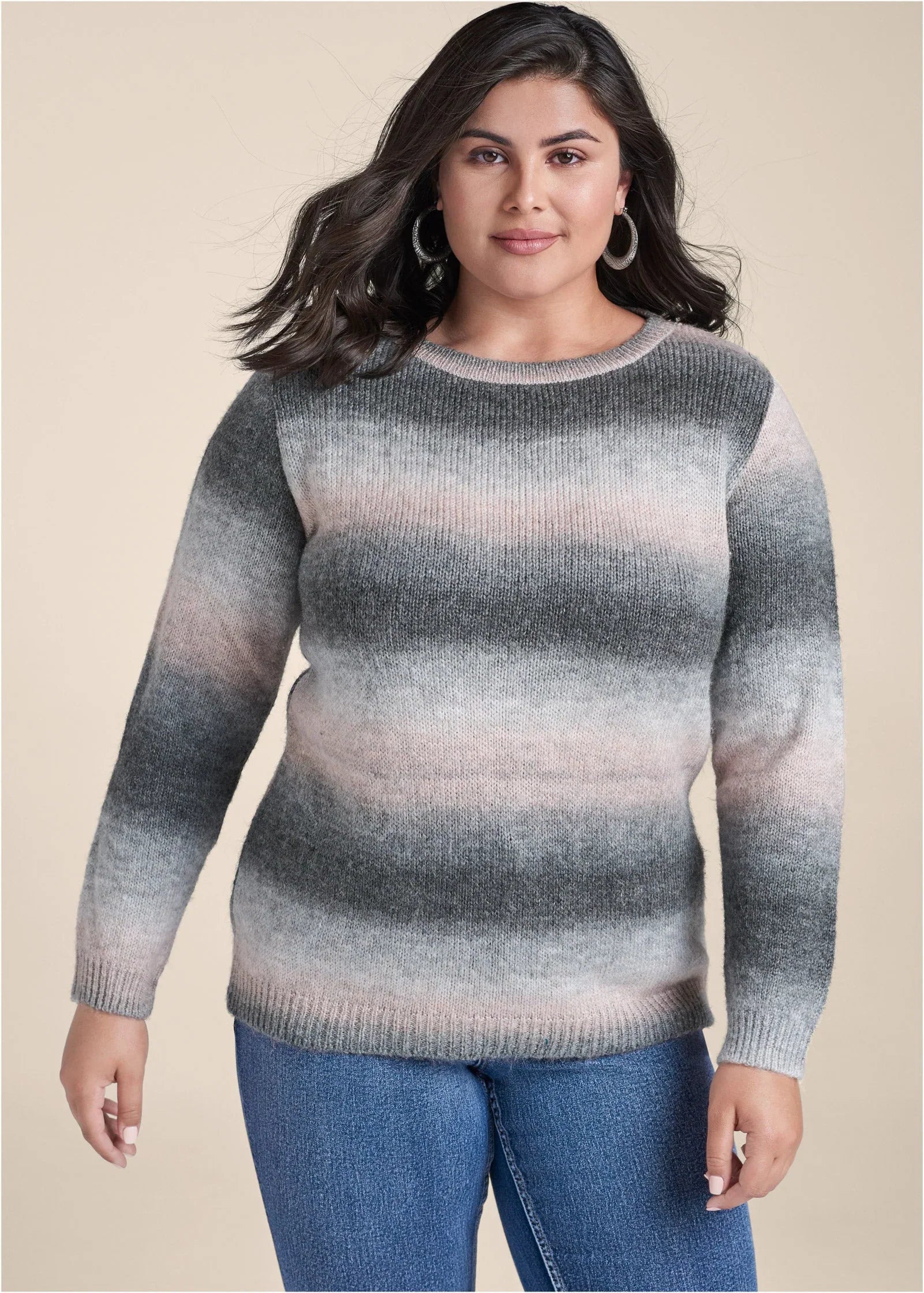 Ombre Stripe Sweater Pink Black
