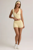 Modal Ribbed Mid Rise Foldover Shorts in Buttercream Yellow