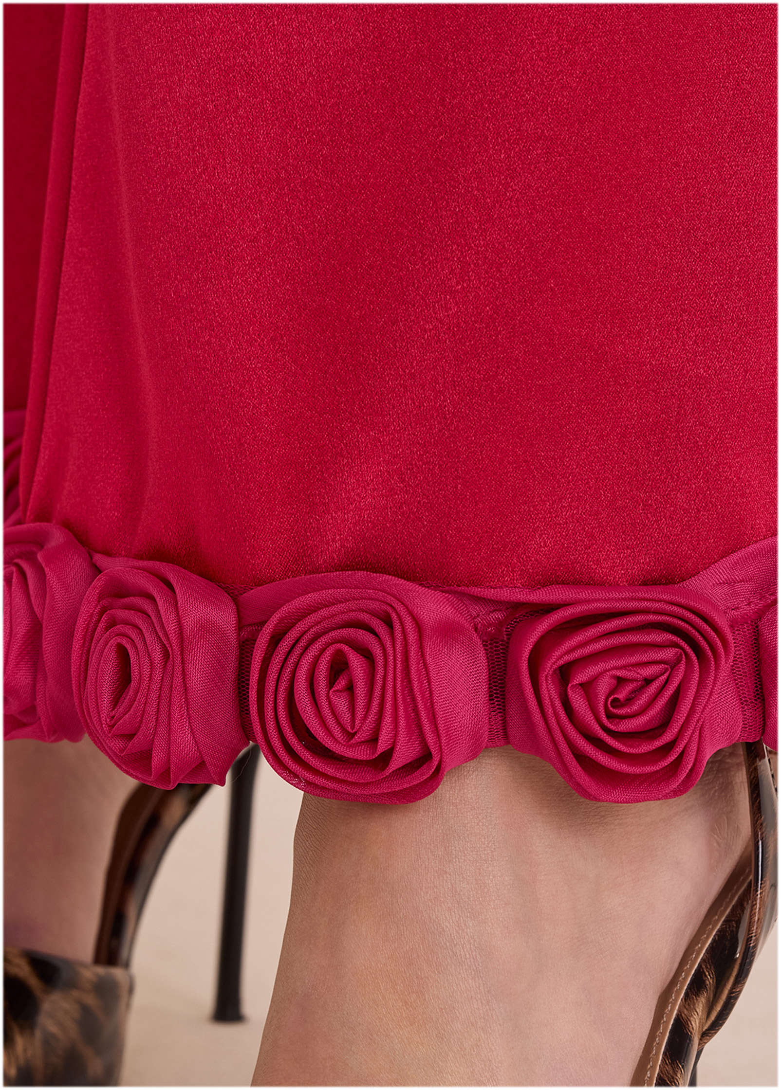 Rose Trim Trouser Dark Red