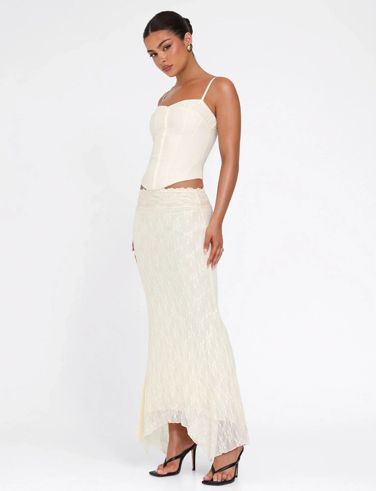 ANTONELLA MIDI SKIRT WHITE LACE CREAM