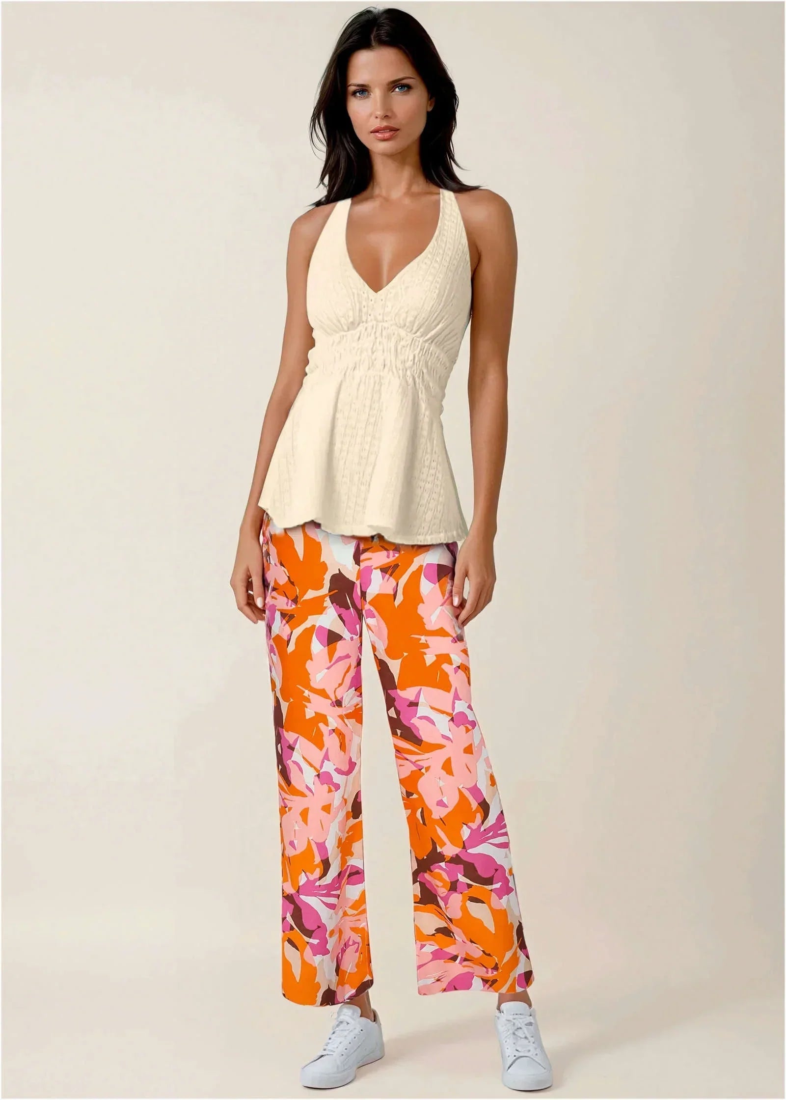 Linen Side Slit Pant Desert Floral