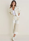 Patchwork Denim Jacket Whisper White Turtledove Combo