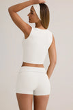 Modal Ribbed Button Up Vest Top in White