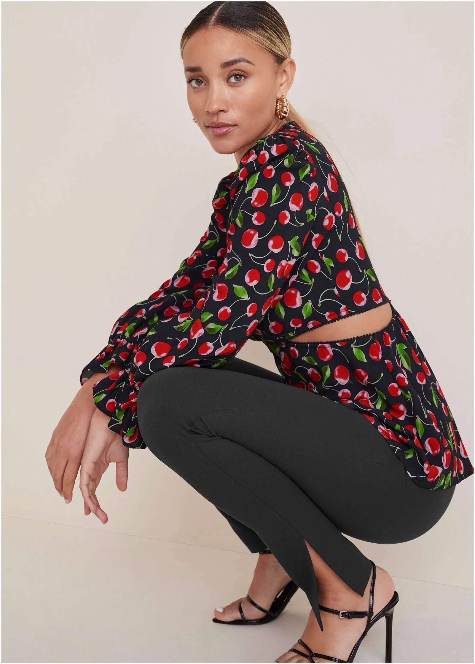 Cut Out Waist Blouse Very Cherry
