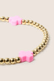 Signature Cross 3mm Gold Bracelet Bright Pink
