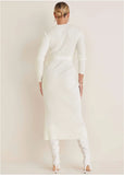 Belted Maxi Sweater Dress Off White