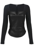 Faux Leather Corset Top Jet Black