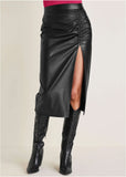 Faux Leather Midi Skirt Jet Black