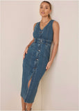 Denim Wave Maxi Dress Medium Wash