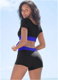 Tie Front Short Sleeve Top Cobalt Black