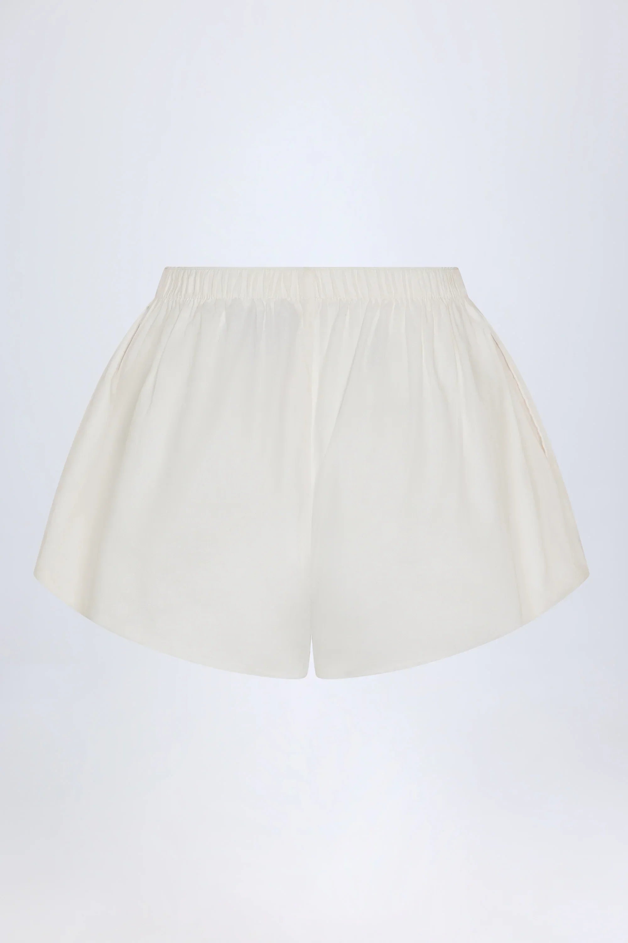 Tie Front Cotton Poplin Shorts in White