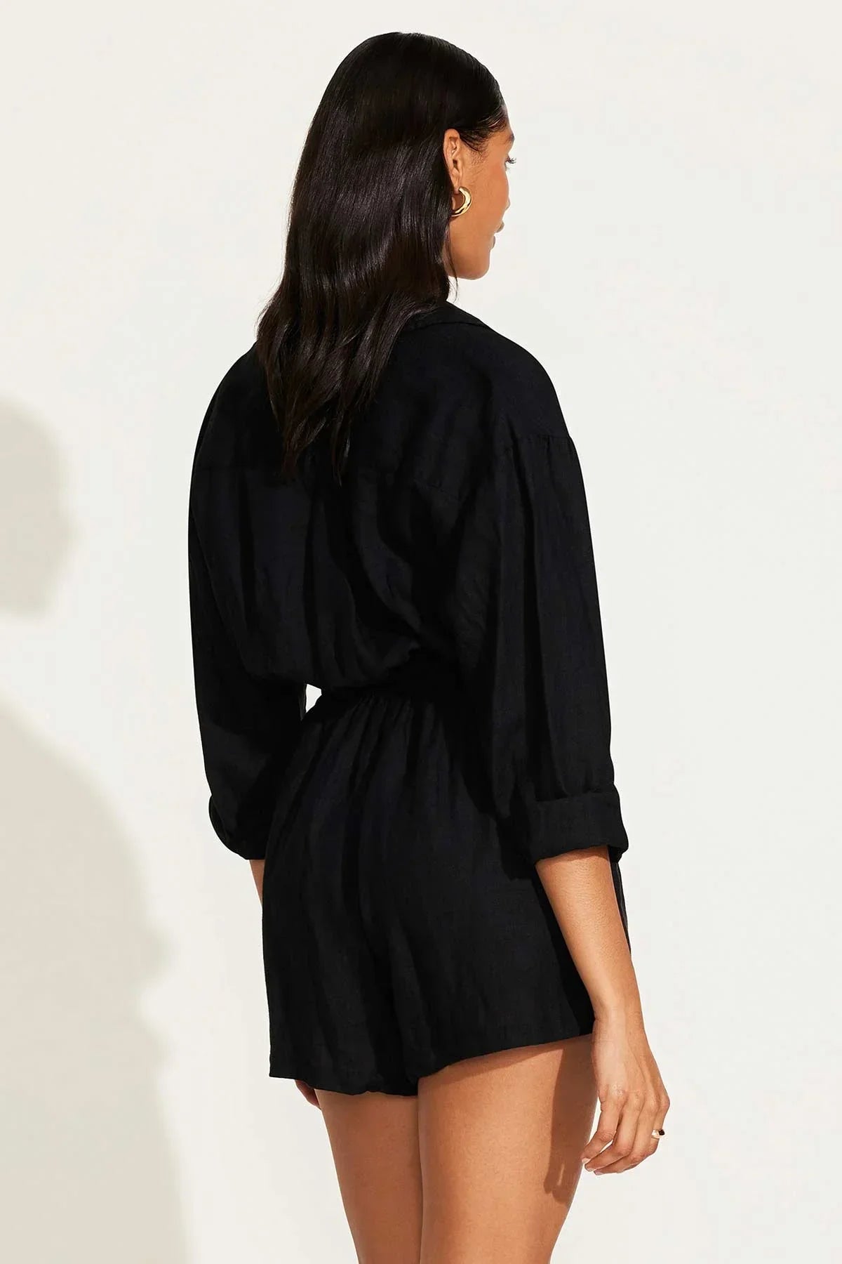 The Getaway Romper Black EcoLinen