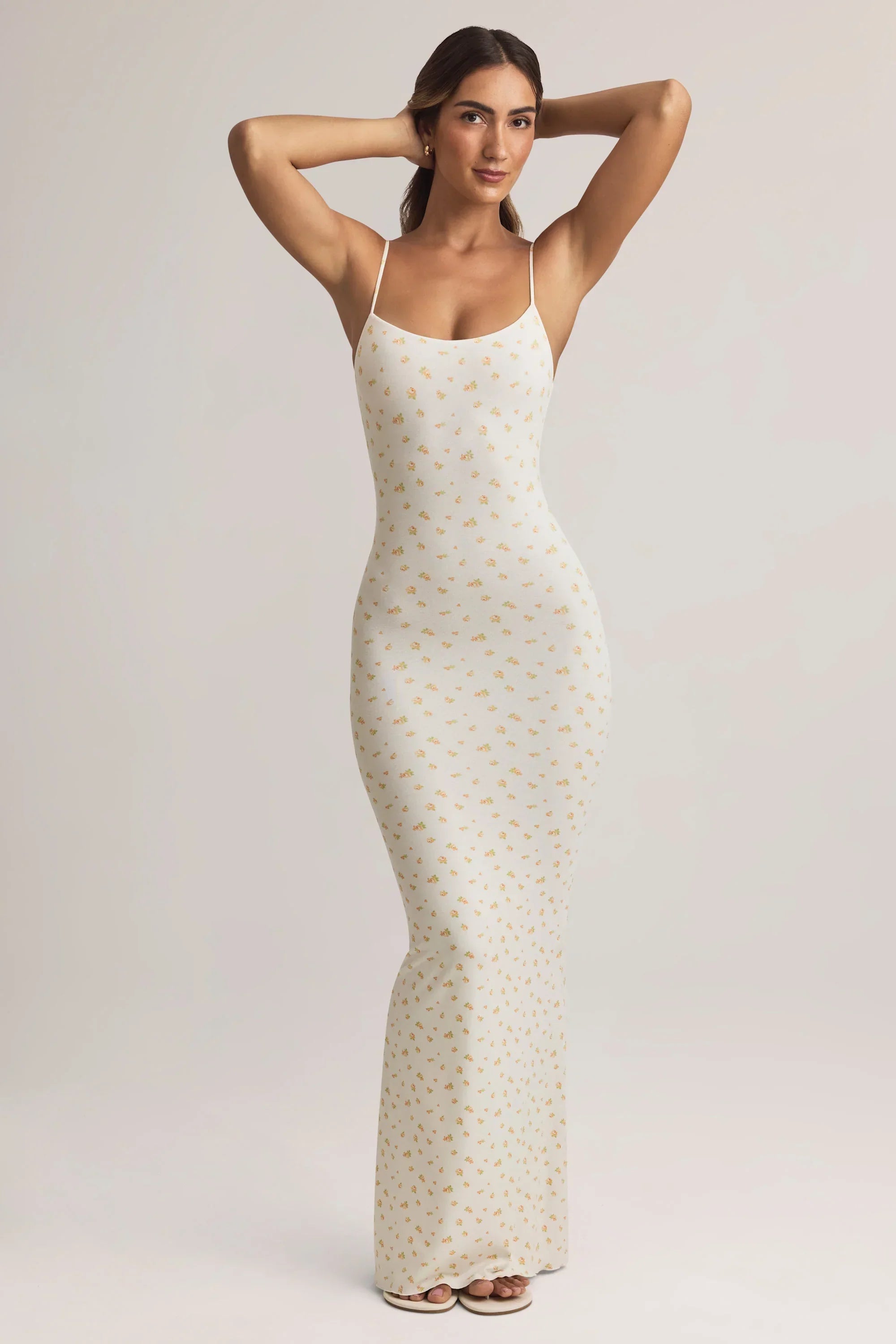 Modal Scoop Neck Strappy Maxi Dress in Floral Print