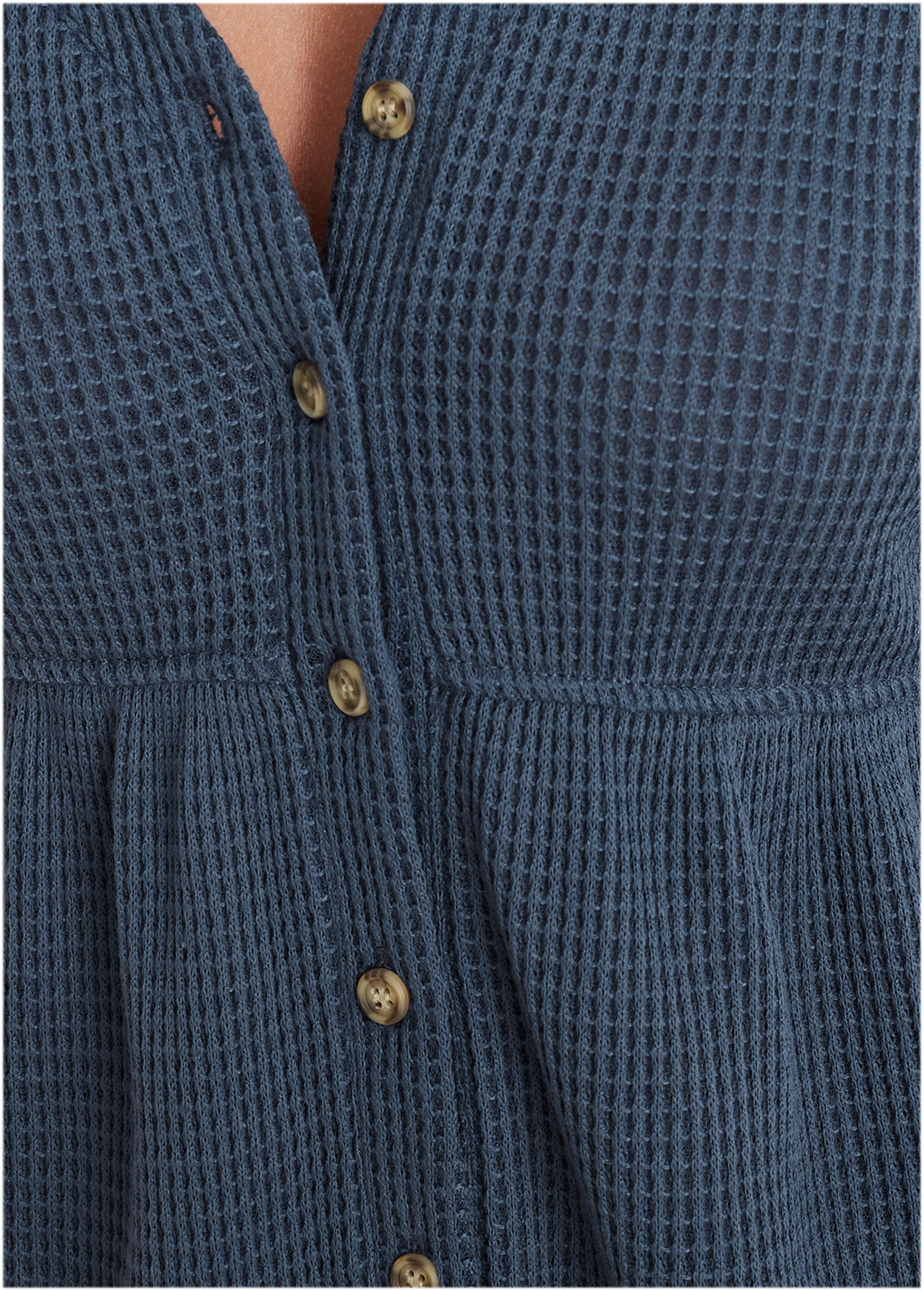 Waffle Babydoll Henley Vintage Indigo