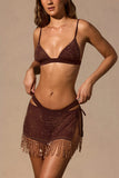 Low Rise Mini Skirt in Espresso Brown