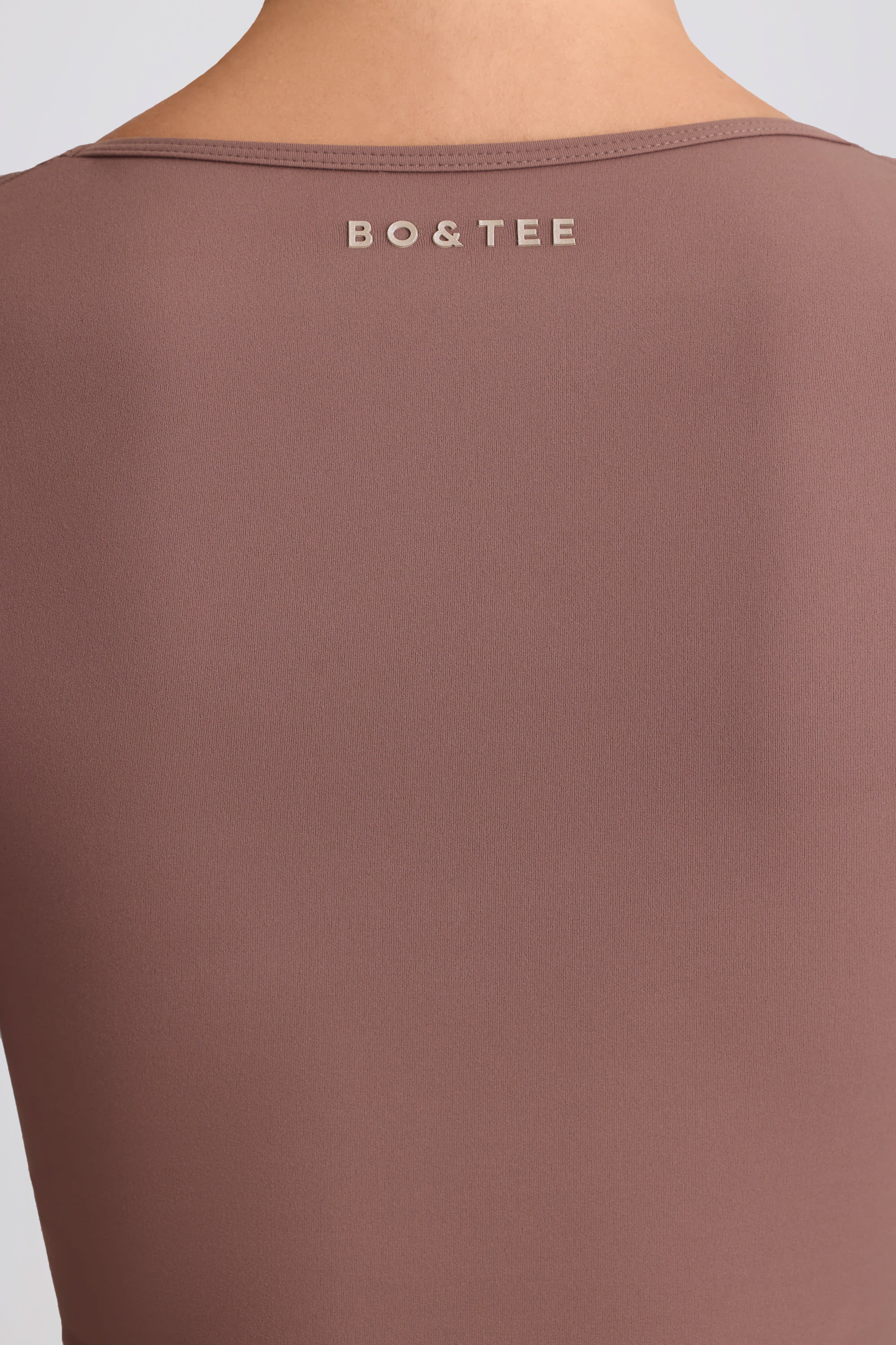 Soft Active Sweetheart Neck Crop Top in Mocha