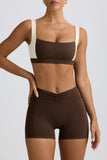 Ruched Mini Shorts in Pecan Marl