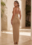 False Dreams Cut Out Maxi Dress Taupe