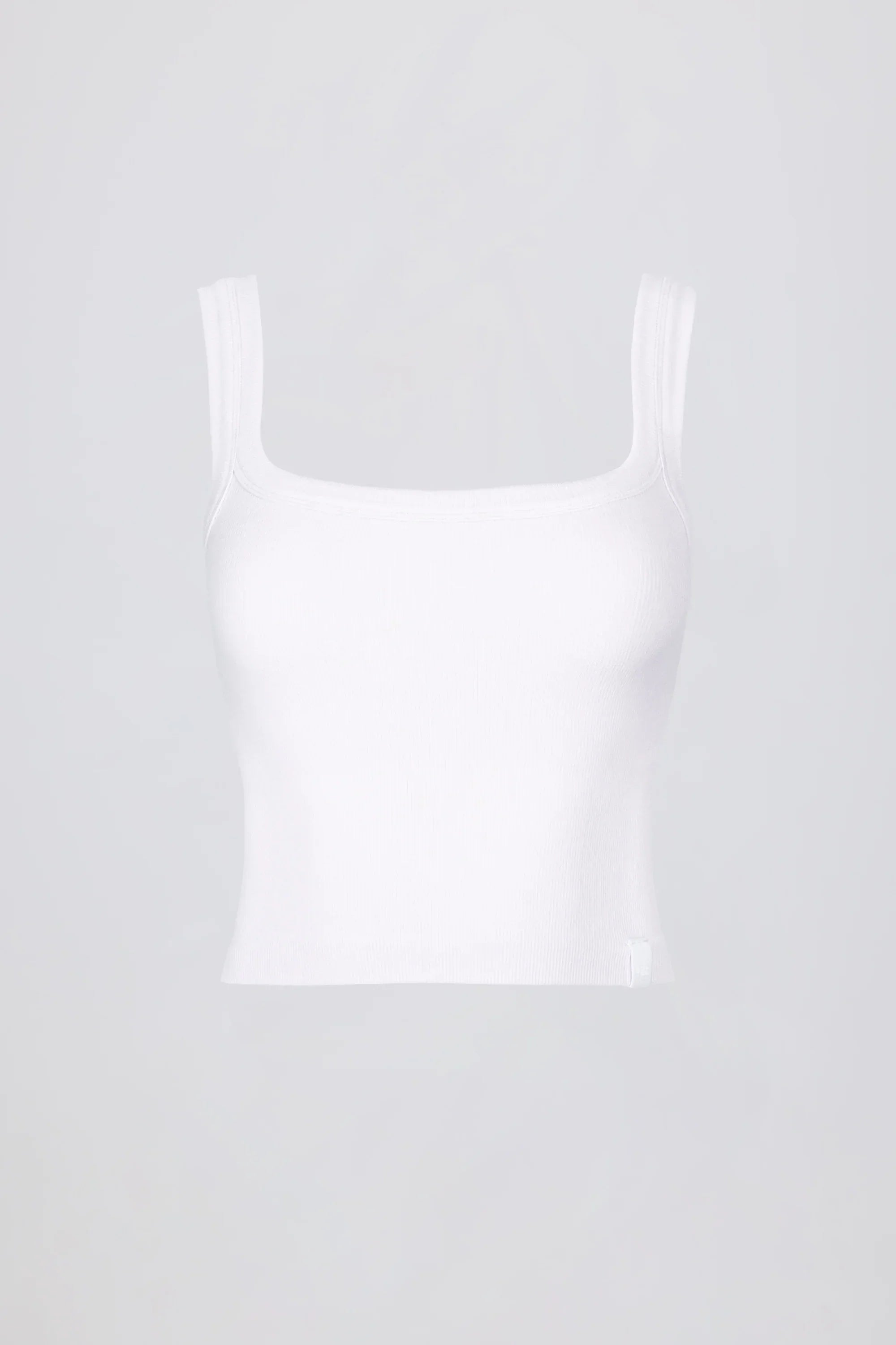 Seamless Soft Rib Square Neck Tank Top in White