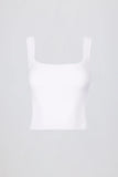 Seamless Soft Rib Square Neck Tank Top in White