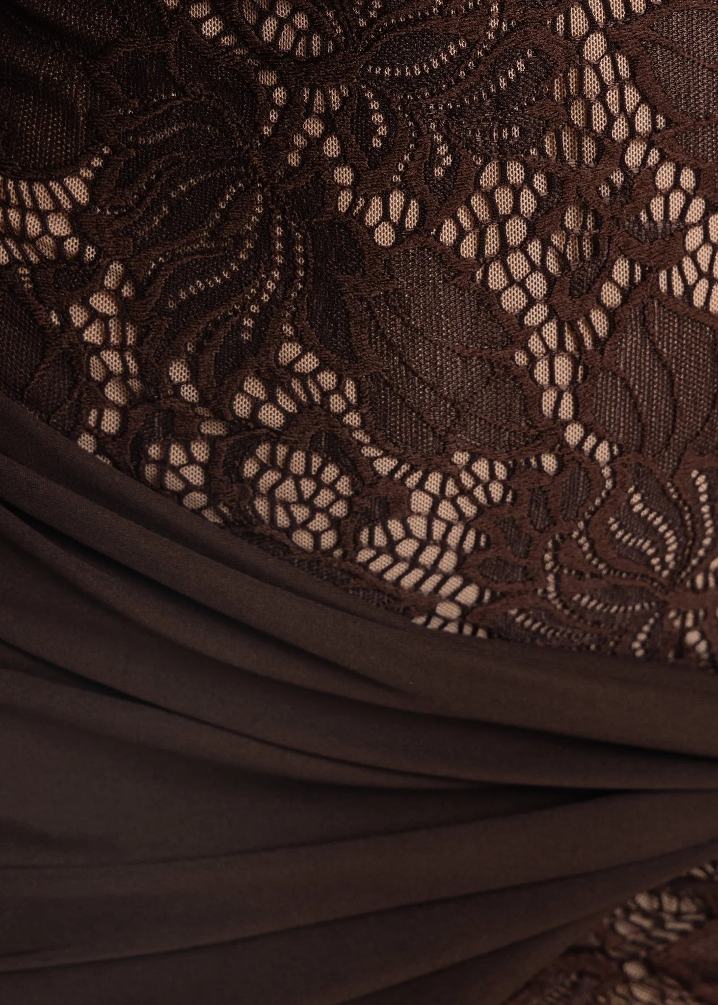 Lost Files Wrap Lace Mini Dress Brown