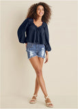 Tassel Long Sleeve Top Navy